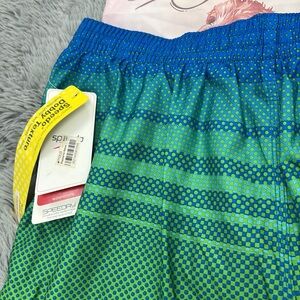 NWT Speedo Royal Blue & Green Gradient Board Shorts Swim Trunks Speedry UV50+ L